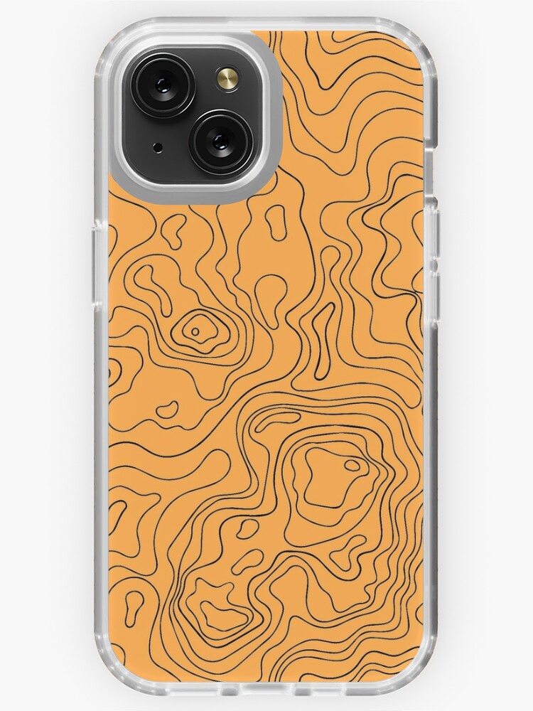 Topographic lines with orange background Abstract trendy contour