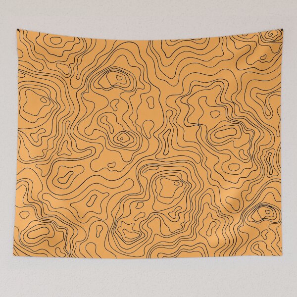 Item preview, Topographic lines with orange background, Abstract trendy contour map designed and sold by mashmosh.