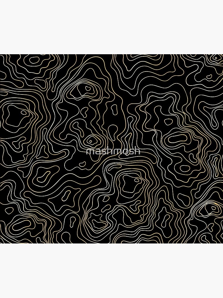 Gold Topo Desk Mat Mouse Pad Black Topo Abstract Swirl Topography
