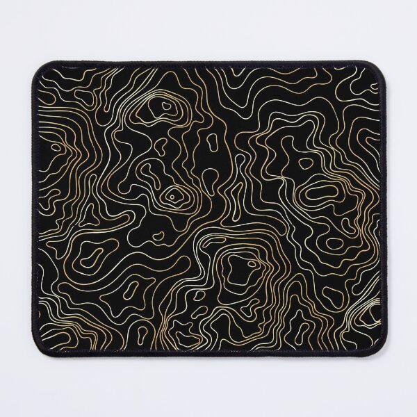 Item preview, golden Topographic contour lines map seamless pattern with black background designed and sold by mashmosh.