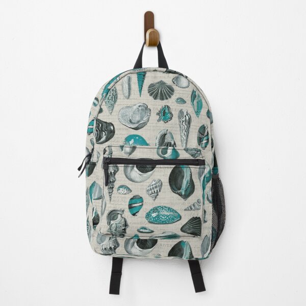 Item preview, Seashells in aqua blue grey teal turquoise black beige designed and sold by Delinda Graphic Studio.