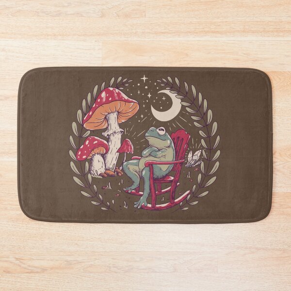 Item preview, Goblincore Aesthetic Cottagecore Frog Chilling (Vintage Faded Colors) - waiting for mushrooms to grow - Weirdcore Dreamcore Mycology Fungi Shrooms Forager Foraging Pet Mat Bandana Phrog designed and sold by Any Color Designs.