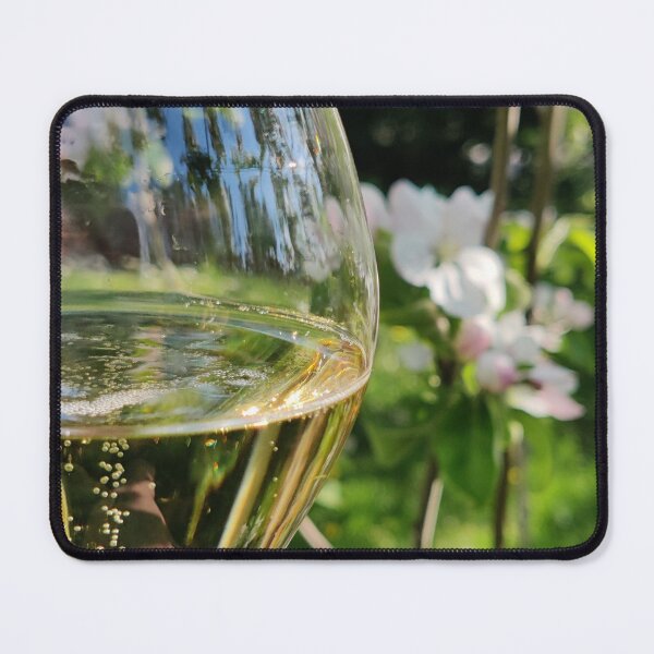 Item preview, Sparkling wine glass and pale pink apple blossoms designed and sold by wineandwords.