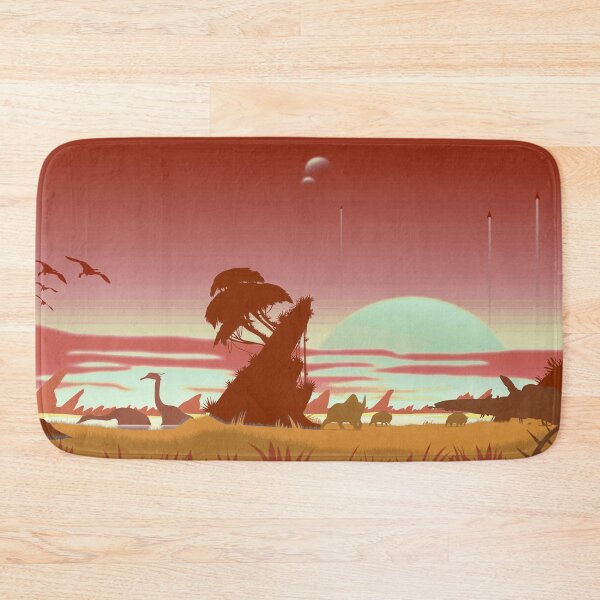 Item preview, Prehistoric Dinosaur Landscape (Orange Render) designed and sold by Verdant Rose Studio.