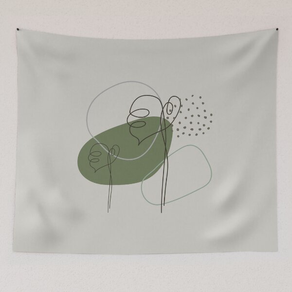 Item preview, Japandi Line Drawing with Green Shape designed and sold by Coralgb.