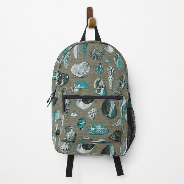 Item preview, Seashells in olive green turquoise blue aqua teal black grey designed and sold by Delinda Graphic Studio.