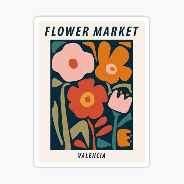 Item preview, Flower market print, Valencia, Posters aesthetic, Abstract flowers art, Floral art, Cottagecore designed and sold by KristinityArt.