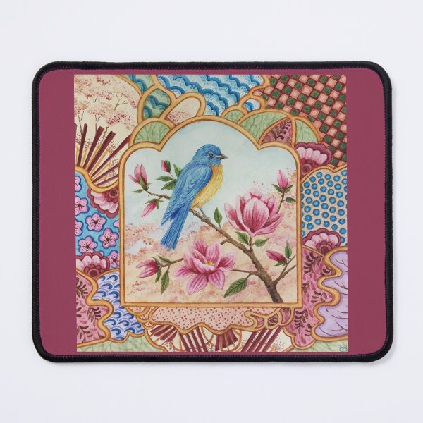 Item preview, Blue tit and magnolias (in watercolor) designed and sold by Delphine HIBOU.