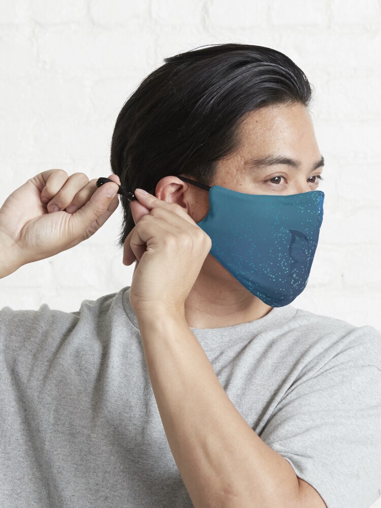 Alternate view of Golden Butterflies on a Blue Background Mask
