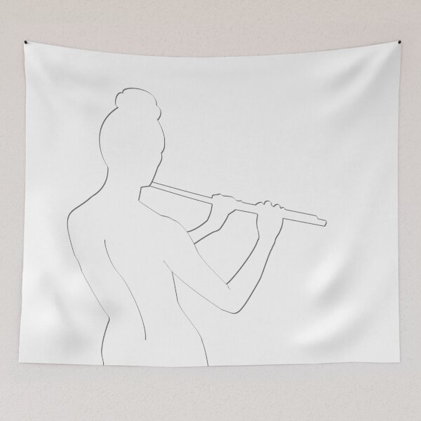 Item preview, Flute Player Girl Line Art designed and sold by Jazznote.