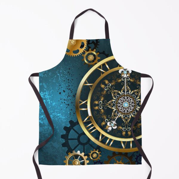 Item preview, Golden Clock on Turquoise Background ( Steampunk ) designed and sold by Blackmoon9.