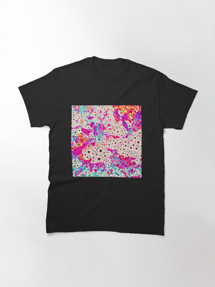Thumbnail 3 of 7, Classic T-Shirt, Starry and Sweet - Galactic Stars Neon Art designed and sold by OneDayArt.