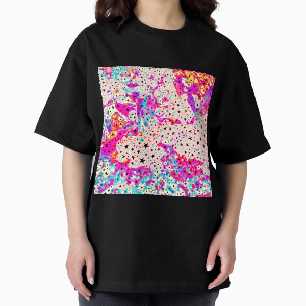 Starry and Sweet - Galactic Stars Neon Art Oversized T-Shirt