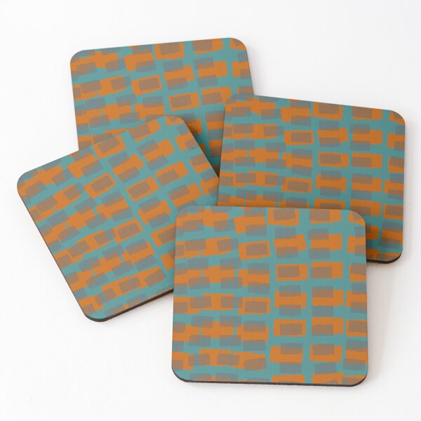 Item preview, Retro Rectangles Orange on Turquoise  designed and sold by ArtFabric.