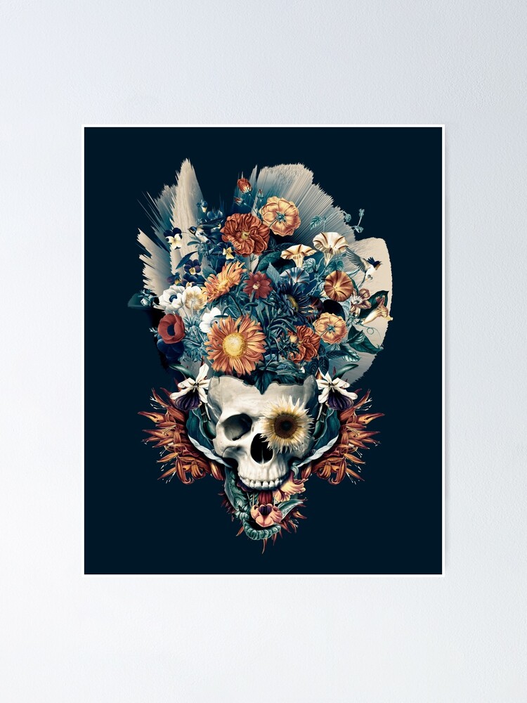 Floral Skull RPE Canvas Wall Art by Riza Peker