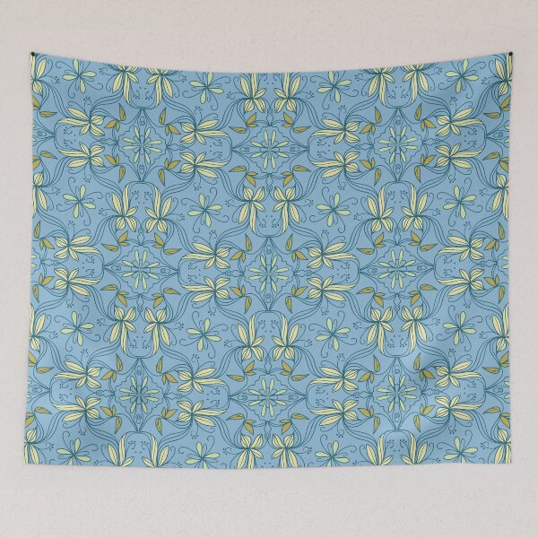 Item preview, Ornamental decorative blue pattern with floral elements designed and sold by JoyColorLove.
