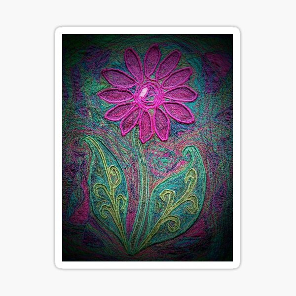 Embroidered flower Sticker