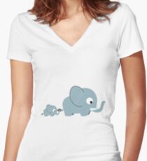 Cute Elephants Women's Fitted V-Neck T-Shirt