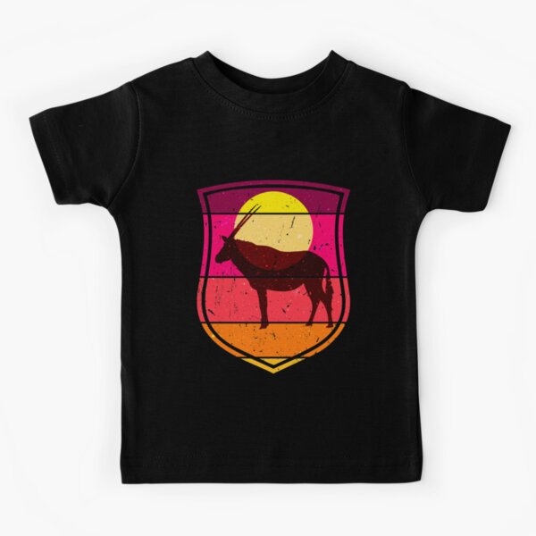Antelope Silhouette Vintage Sunset Colorful Kids T-Shirt