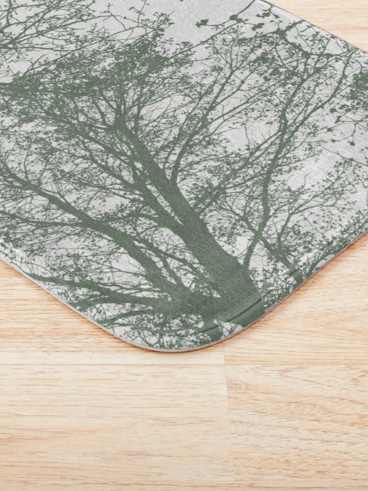Abstract trees in neutral green Bath Mat  by ARTbyJWP | redbubble.com