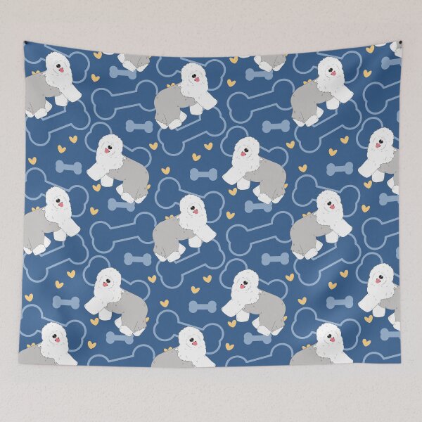 Item preview, Cute Grey Gray and White Old English Sheepdog designed and sold by Lulupainting.