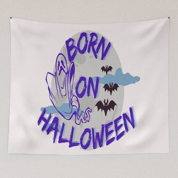 Item preview, Born on Halloween Lettering Spooky Halloween kawaii fun design, Vintage Halloween, Kawaii Carved Pumpkin Vibes,Witches Brew And All Things Halloween designed and sold by Adri Barnard.