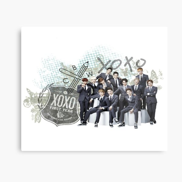 XoXo Exo kpop group Metal Print
