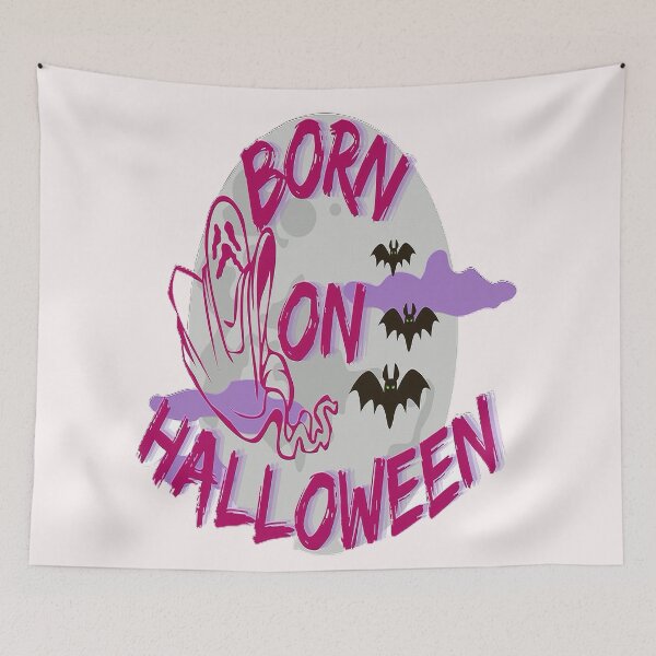 Item preview, Born on Halloween Lettering Spooky Halloween kawaii fun design, nr 2,  Vintage Halloween, Kawaii Carved Pumpkin Vibes,Witches Brew And All Things Halloween designed and sold by Adri Barnard.