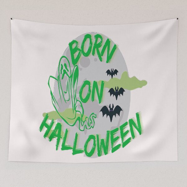 Item preview,  Born on Halloween Lettering Spooky Halloween kawaii fun design, nr 4, Vintage Halloween, Kawaii Carved Pumpkin Vibes,Witches Brew And All Things Halloween designed and sold by Adri Barnard.