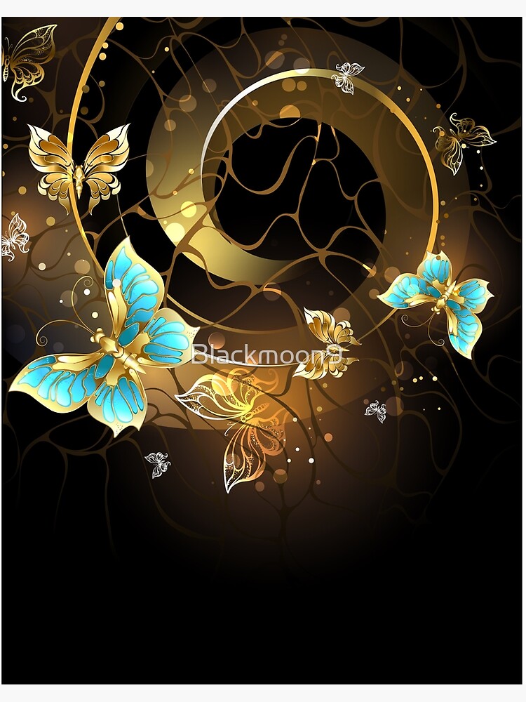 Spiral with Gold Butterflies | Art Board Print