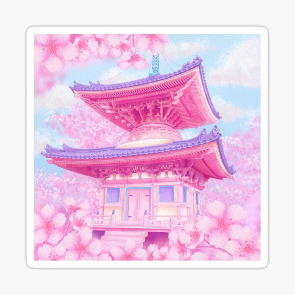 Pink Pagoda Sticker
