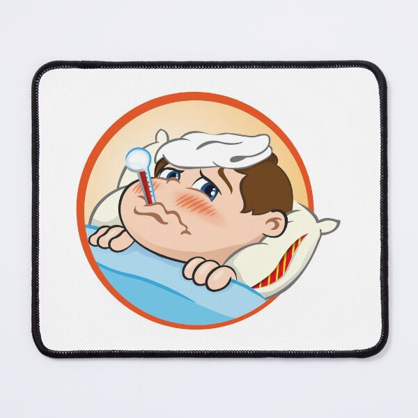 Item preview, Illustration is a sick child in bed with symptoms of fever and thermometer in his mouth. Ideal for educational and institutional materials designed and sold by LucianoCosmo.