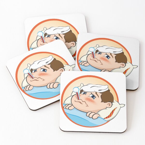 Item preview, Illustration is a sick child in bed with symptoms of fever and thermometer in his mouth. Ideal for educational and institutional materials designed and sold by LucianoCosmo.