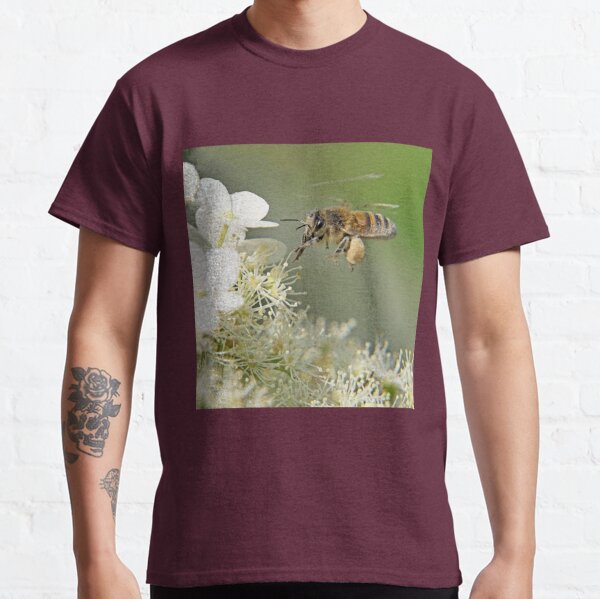 T-shirt abeille brodée ESSAIM blanc coton biologique