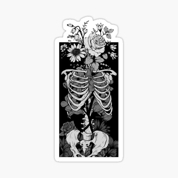Gothic Flower And Bones 14 Sticker