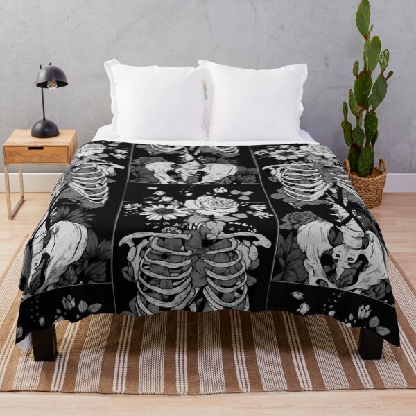 Gothic Flower And Bones 14 Throw Blanket