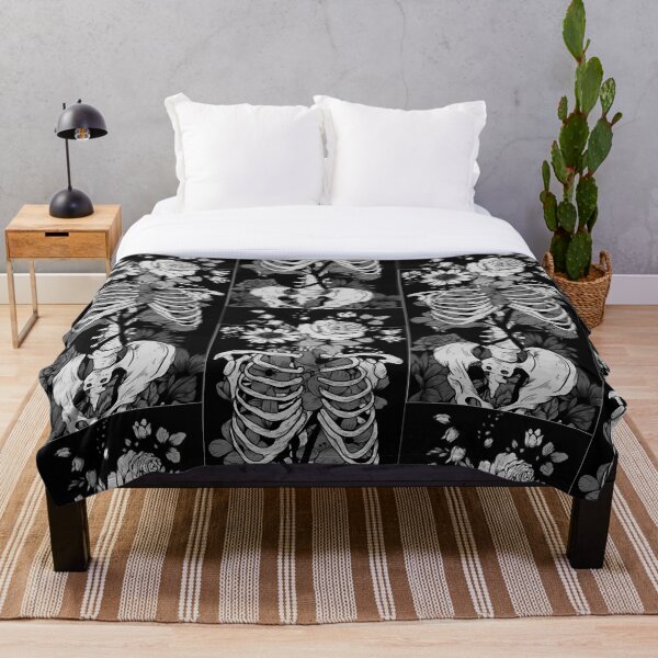 Gothic Blume und Knochen 14 Fleecedecke