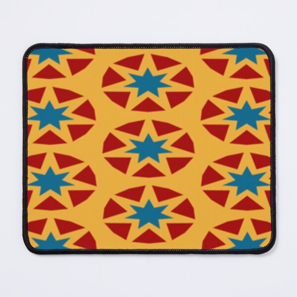 Item preview, Retro Burnt Orange with Red and Blue Star Trellis Type Repeating Pattern designed and sold by Sheepherder120.