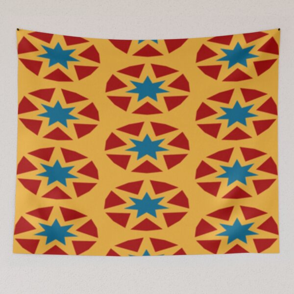 Item preview, Retro Burnt Orange with Red and Blue Star Trellis Type Repeating Pattern designed and sold by Sheepherder120.
