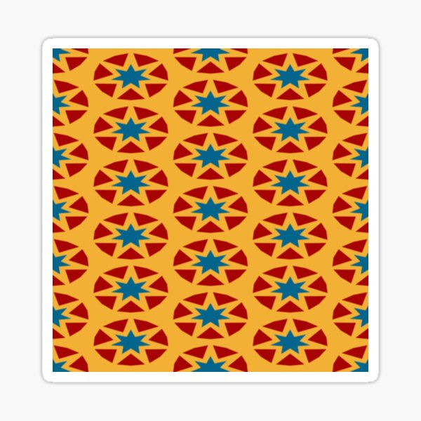Item preview, Retro Burnt Orange with Red and Blue Star Trellis Type Repeating Pattern designed and sold by Sheepherder120.