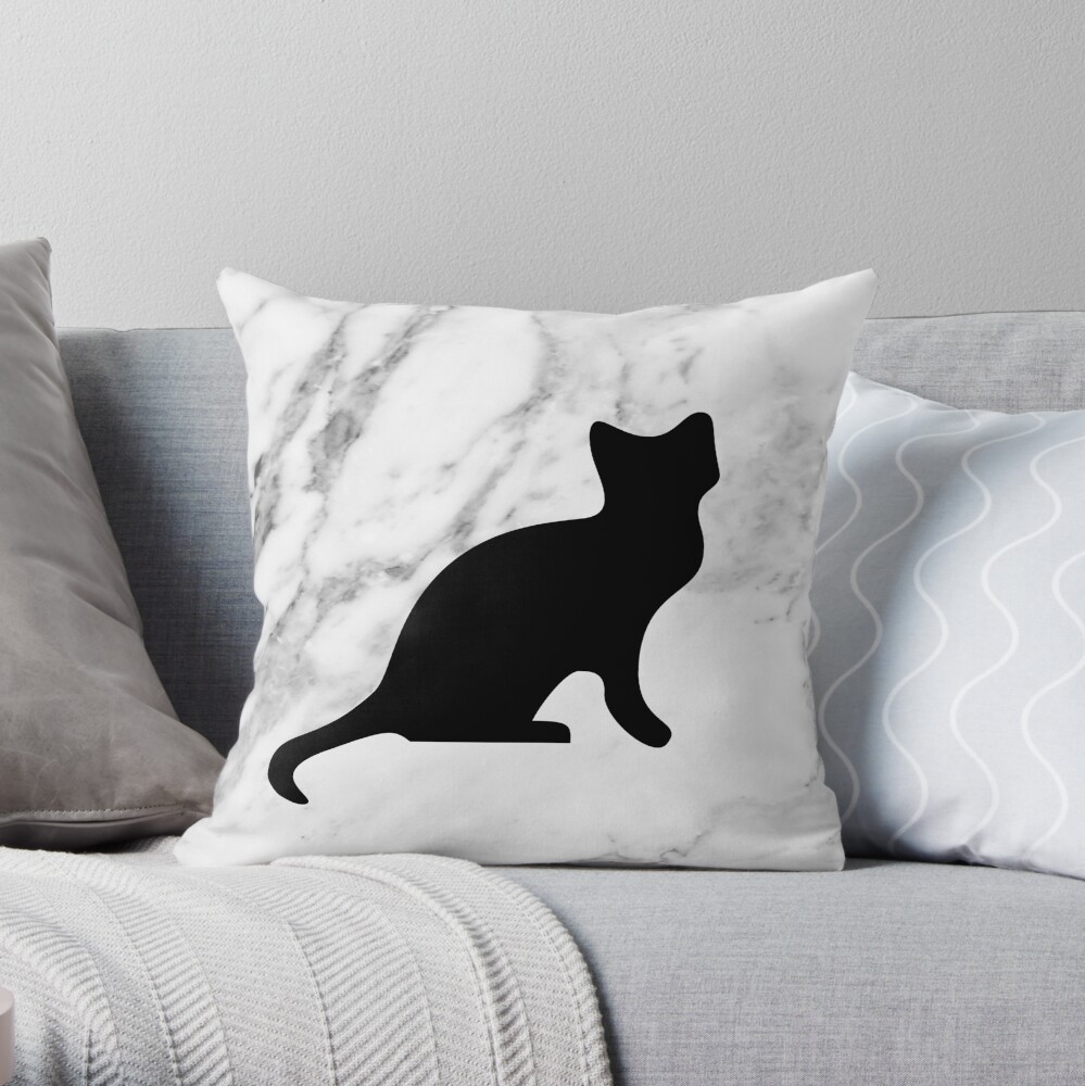 Cat on marble Throw Pillow