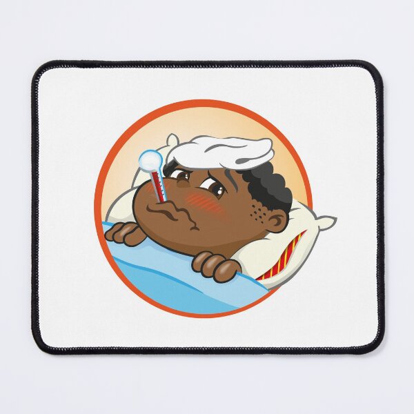 Item preview, Illustration represents an afro-descendant child sick in bed with symptoms of fever and with a thermometer in the mouth. Ideal for educational and institutional materials designed and sold by LucianoCosmo.