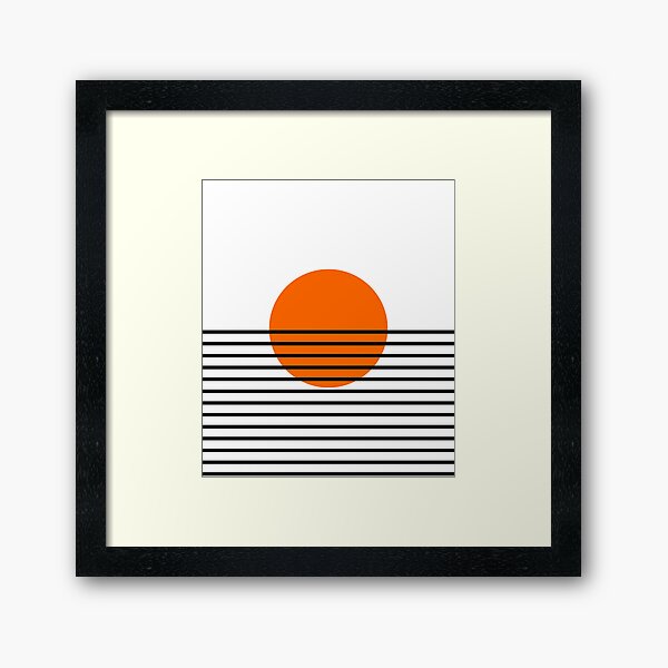 Lines Striped Mid Century Vintage Sun Framed Art Print