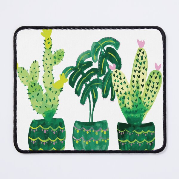 Green Potted Plant Trio- Cactus Mouse Pad