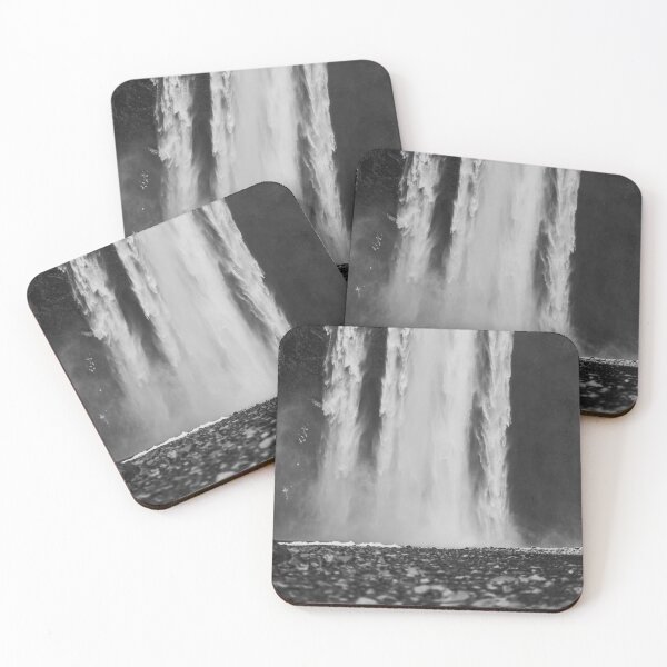 Item preview, Skogafoss powerful waterfall in monochrome designed and sold by roman-visuals.