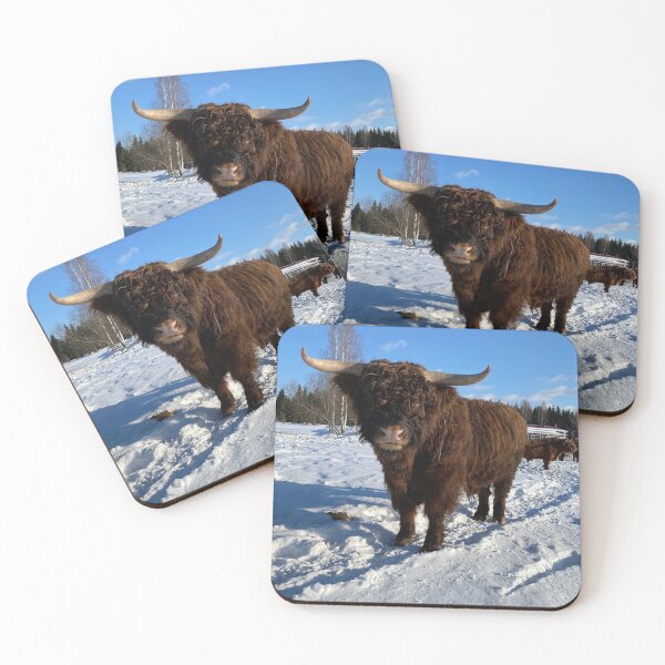 Item preview, Scottish Highland Cattle Bull in snow 2759 designed and sold by SaarelaHighland.