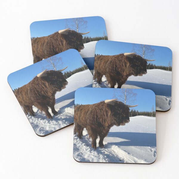 Item preview, Scottish Highland Cattle Bull in snow 2761 designed and sold by SaarelaHighland.
