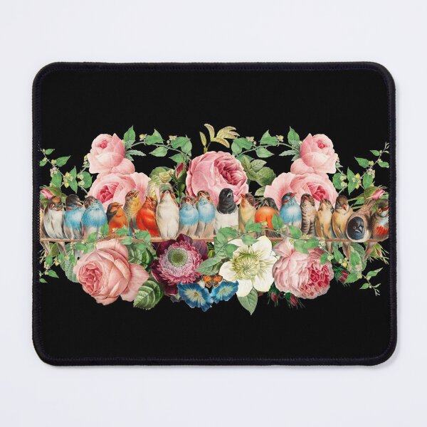 Item preview, Colorful Vintage Birds In A Row Surrounded By Beautiful Flowers designed and sold by TrulyEpoque.