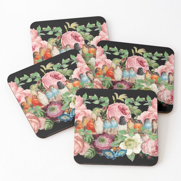 Item preview, Colorful Vintage Birds In A Row Surrounded By Beautiful Flowers designed and sold by TrulyEpoque.