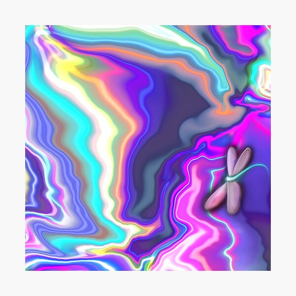 Glowy Marble Dragonfly Photographic Print